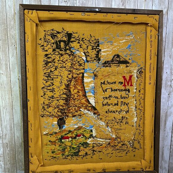 Embroidery Framed Patriotic Image, William Penn "Governed by God" vintage - Picture 9 of 11
